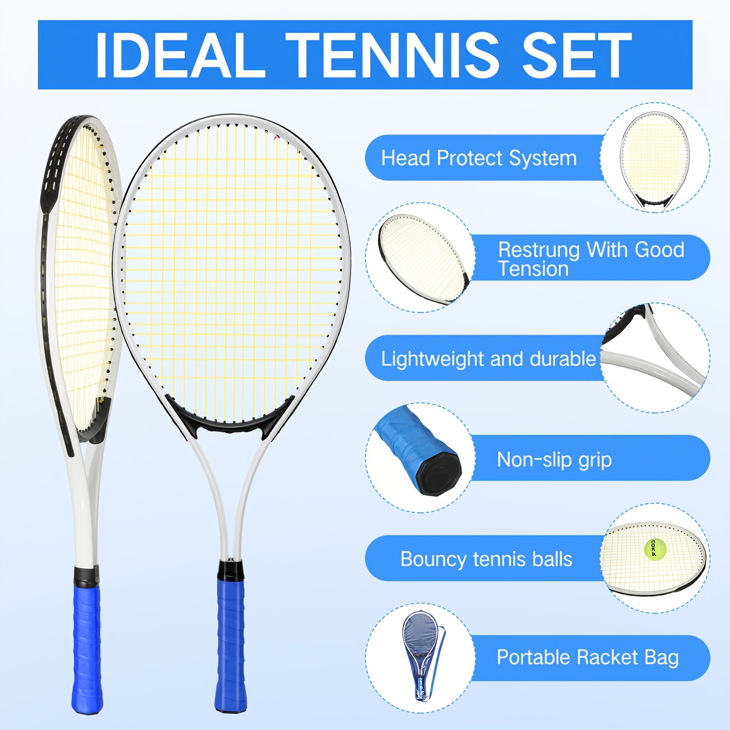 4pcs Tennis Rackets for Adult Recreational 4 Players 27\