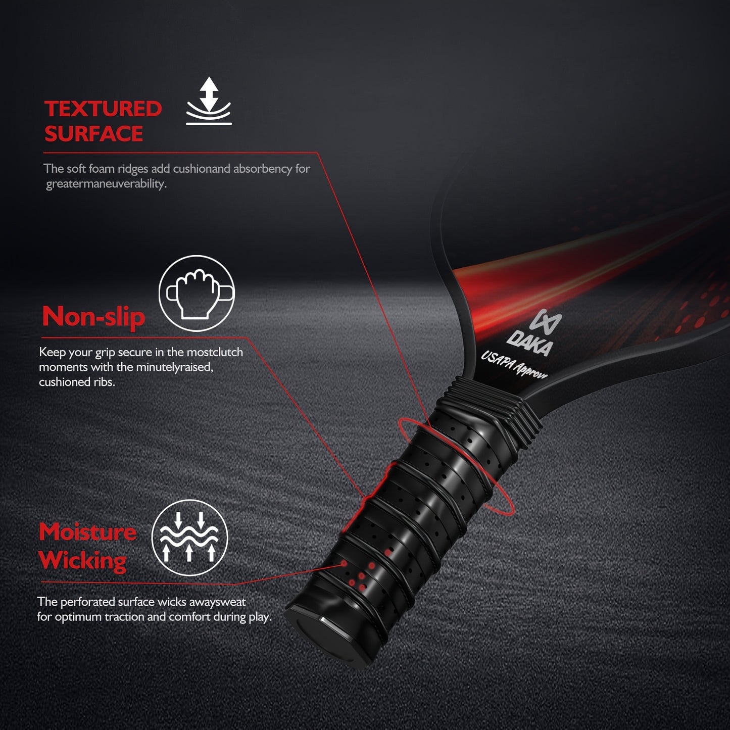 Pickleball Paddles Set Of 2 - Graphite Surface with High Grit & Spin, USAPA Approved Pickleball Set Pickle Ball Raquette Lightweight Polymer Honeycomb Non-Slip Grip 4 Outdoor Balls & Bag.