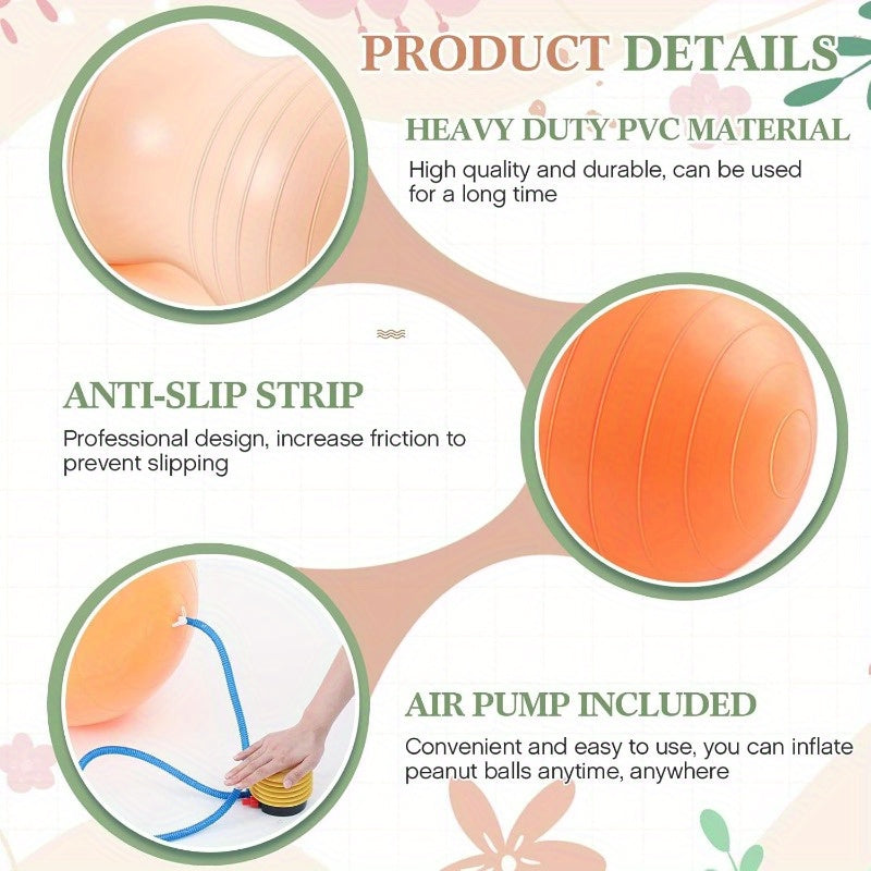 Jexine 3pcs AntiBurst Peanut Shape Ball Set Exercise Yoga Balance Stability Ball for Kid Relax Pregnancy and Home Gym Includes 1 Pump 3 Size Options