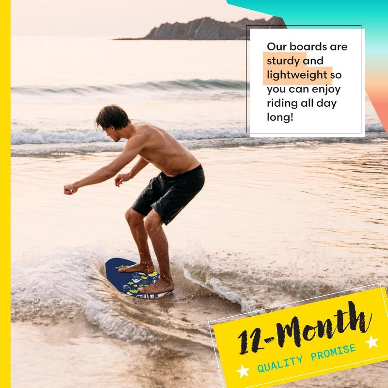 New Zealand u2018Hang Looseu2019 Skimboard with Colored EVA Grip Pad and High Gloss Coat Wooden Skim Boards and Adults Choose from 2 Sizes and Traction Pad Color