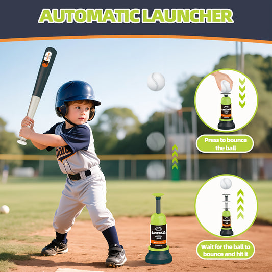 3-in-1 Baseball Set for Kids 3-5, Adjustable Height, Tee Ball Stand, Hanging Tee, Ball Launcher And 6 Softballs, TBall Stand Suit for Outdoor, Sport Toys Outdoor\u002FIndoor for Boys Girls, Perfect for Outdoor