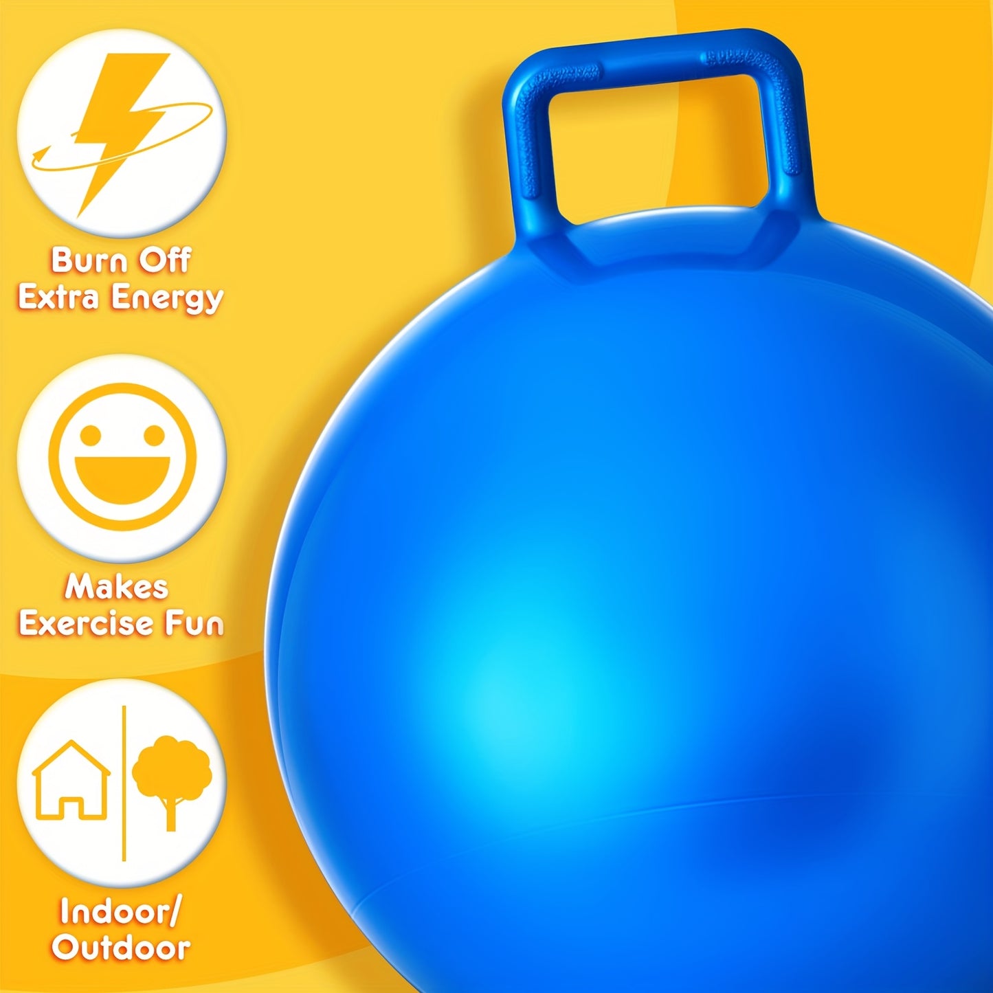 6 Hopper Ball Carnival Outdoor Games 22 Inch Jumping Inflatable Yoga Balls with Handle And Air Pump, Suitable for Exercise (Red, Blue, Green, Pink, Yellow, Purple), PVC Material, Youth Fitness Equipment|Playful Design|Durable PVC, Inflatable Exercise Ball