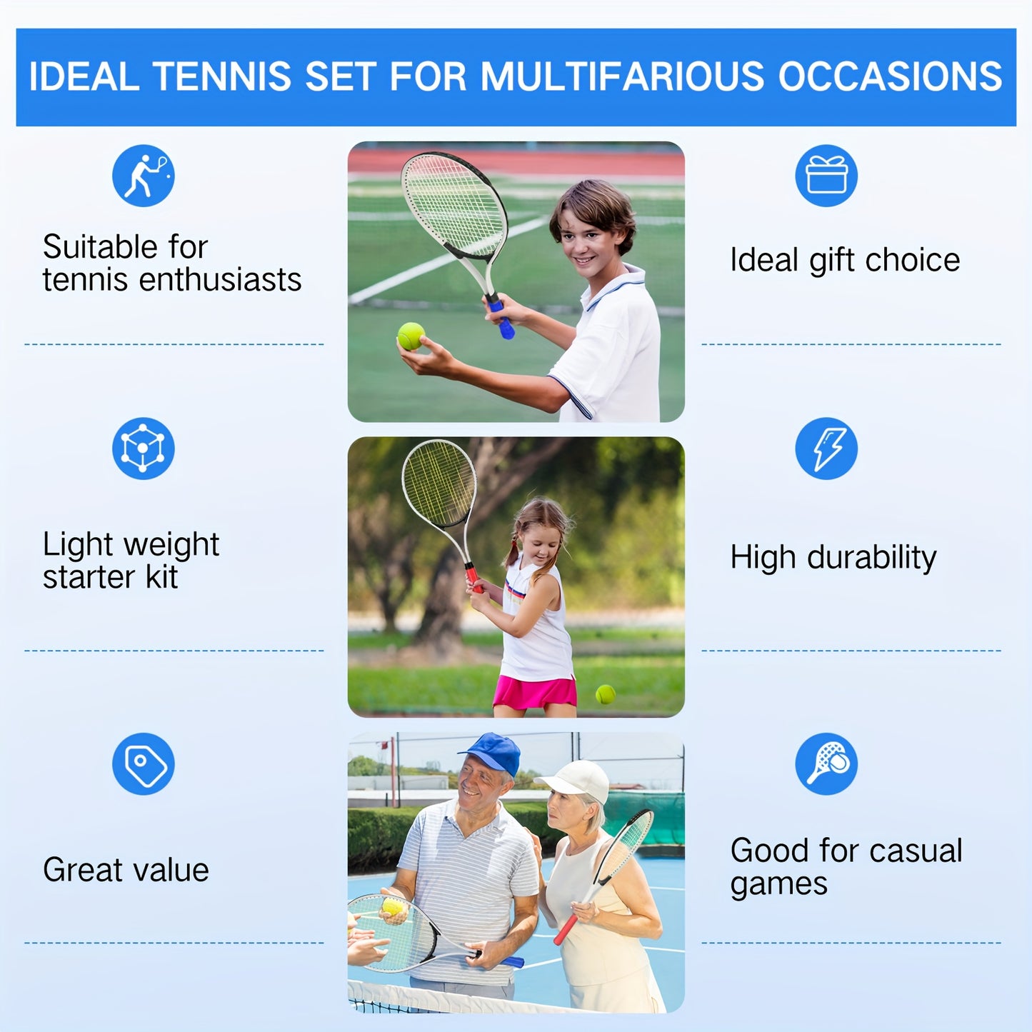 4pcs Tennis Rackets for Adult Recreational 4 Players 27\