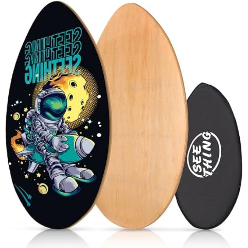 seething 35 Inch Skimboard with High Gloss Coat Wood Skim Board for Beginners, Kids, Teenagers, Adults and All Skimming