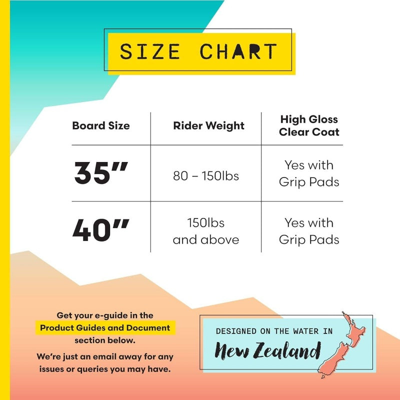 New Zealand u2018Hang Looseu2019 Skimboard with Colored EVA Grip Pad and High Gloss Coat Wooden Skim Boards and Adults Choose from 2 Sizes and Traction Pad Color