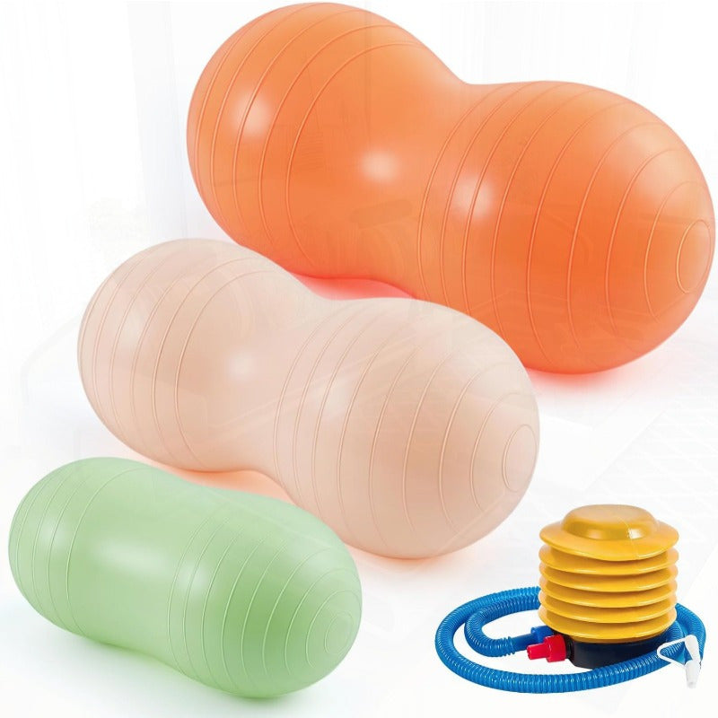 Jexine 3pcs AntiBurst Peanut Shape Ball Set Exercise Yoga Balance Stability Ball for Kid Relax Pregnancy and Home Gym Includes 1 Pump 3 Size Options