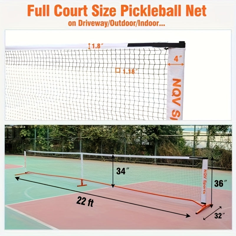 NQV Pickleball Set with Net, Pickleball Set, Regulation Size Pickleball Net Portable Outdoor Indoor Driveway, 4 USAPA Approved Graphite Pickleball Paddles+22ft Net+4 Pickleballs+2 Bags+2 Chalks