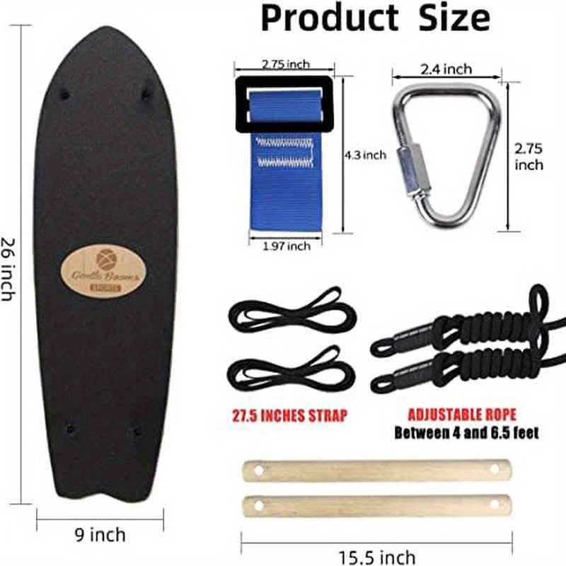 Extra Large Stand Up Surf Skateboard Swing with Adjustable Handle - Heavy-Duty 660 lbs Capacity, Extra Long 29.7\
