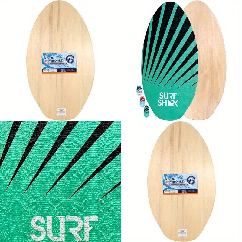 BeachMall 35 to 41 inch Deluxe Wood SkimBoards w EVA Traction Grip Pad for XGrip Wooden Skim Board for Adults
