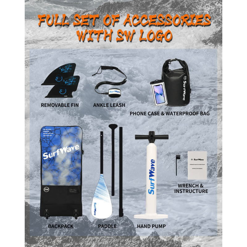 1pc, Surfboard, Inflatable Vertical Paddle 11 Inches X34 Inches X6 Inches, with Accessories, Outdoor Sports, Beach And Seaside.