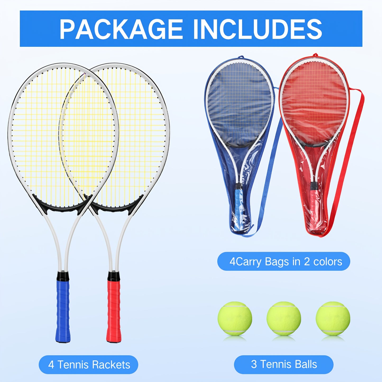 4pcs Tennis Rackets for Adult Recreational 4 Players 27\