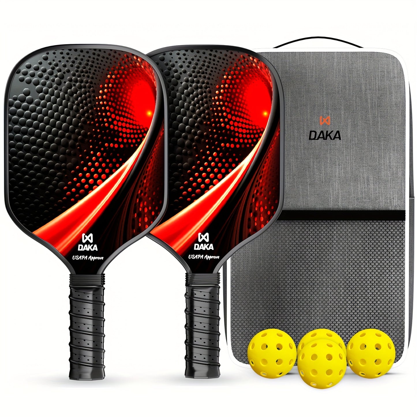 Pickleball Paddles Set Of 2 - Graphite Surface with High Grit & Spin, USAPA Approved Pickleball Set Pickle Ball Raquette Lightweight Polymer Honeycomb Non-Slip Grip 4 Outdoor Balls & Bag.