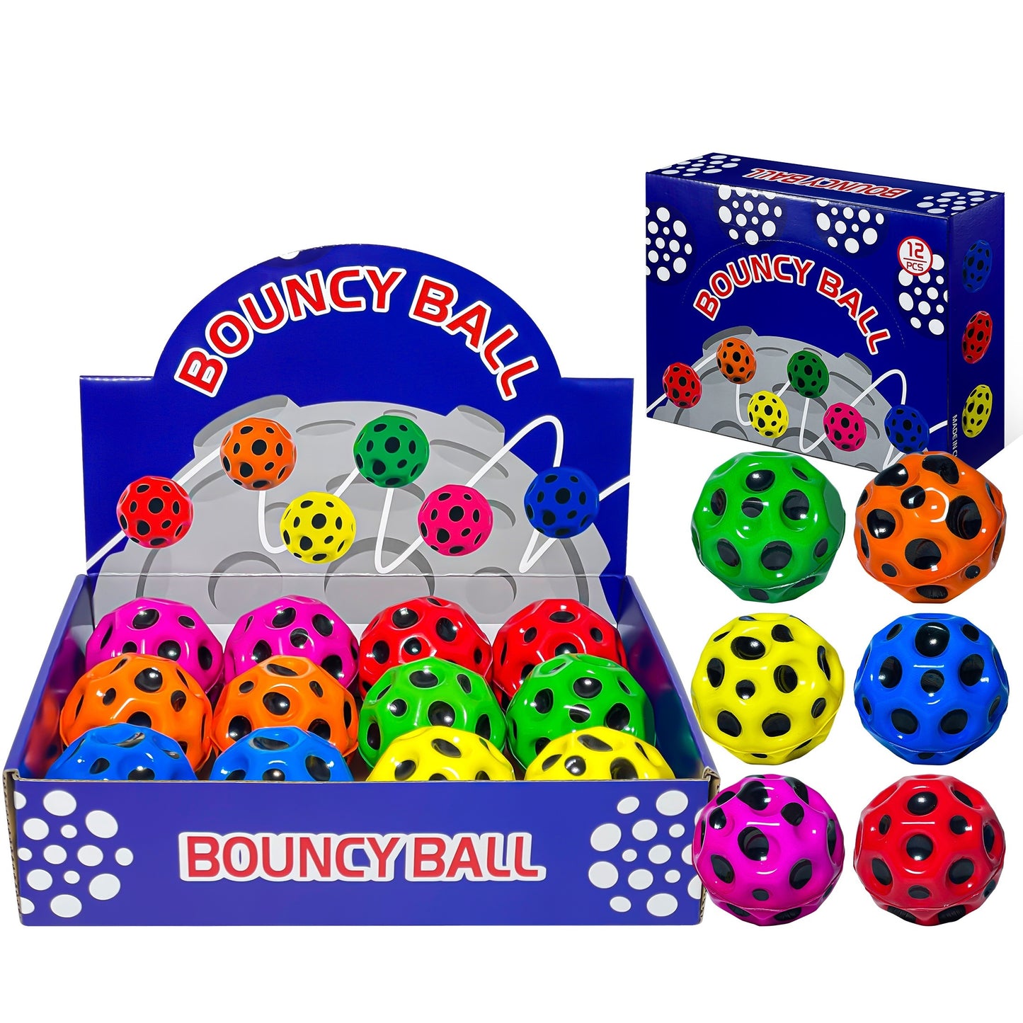 Space Ball 12 Pack - Super Bouncy Space Ball - Big Bouncy Balls for Athlete Training And Sensory Play - Extreme High Bouncing Ball