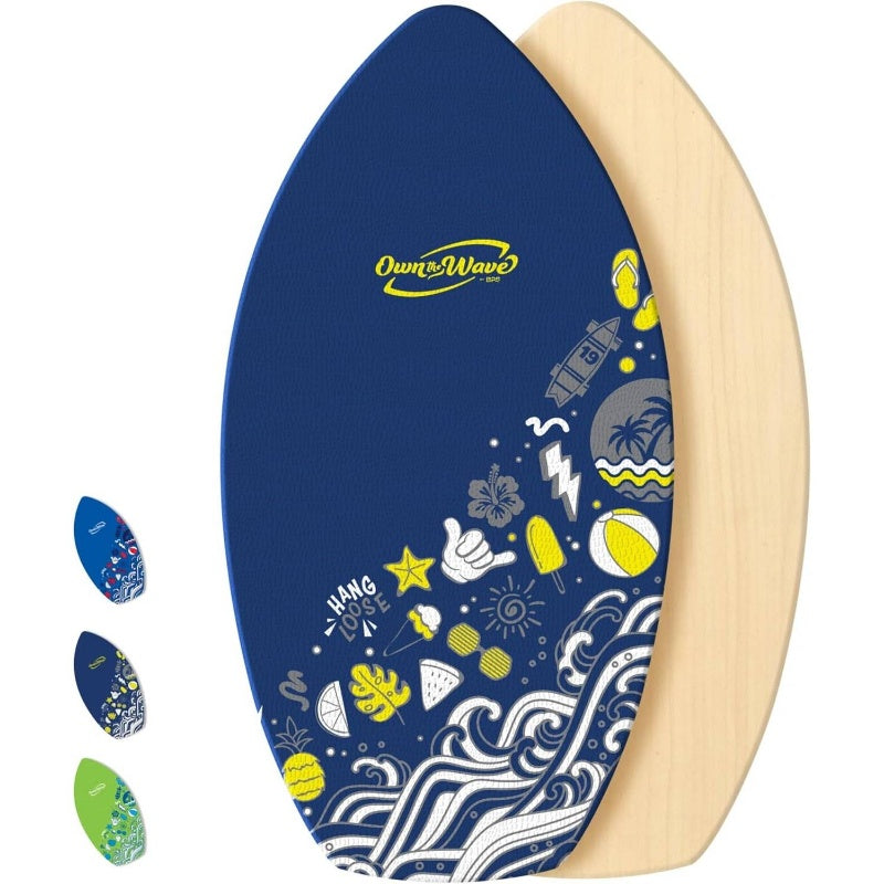 New Zealand u2018Hang Looseu2019 Skimboard with Colored EVA Grip Pad and High Gloss Coat Wooden Skim Boards and Adults Choose from 2 Sizes and Traction Pad Color