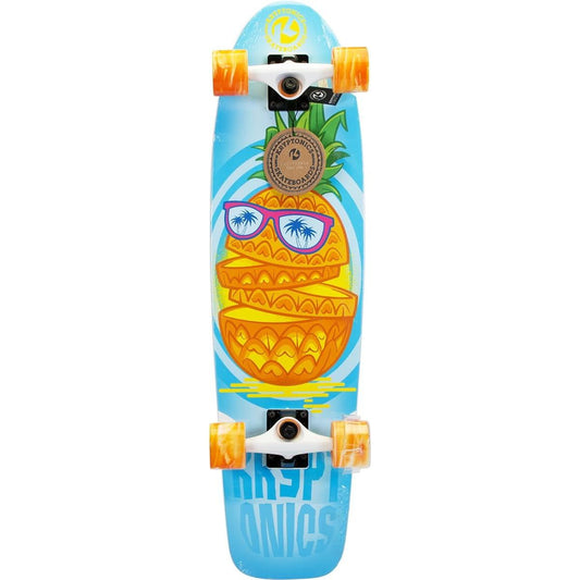 KR30 Cruiser-Tahiti & Swirled Pineapple Skateboard - Turquoise Blue & Pineapple Green with White Trucks, Swirled Pineapple Deck, Soft Grip Surface, 4-Wheel Cruiser for Surf, & Beach - Ideal for Beginners & Pros (KR30 Model)