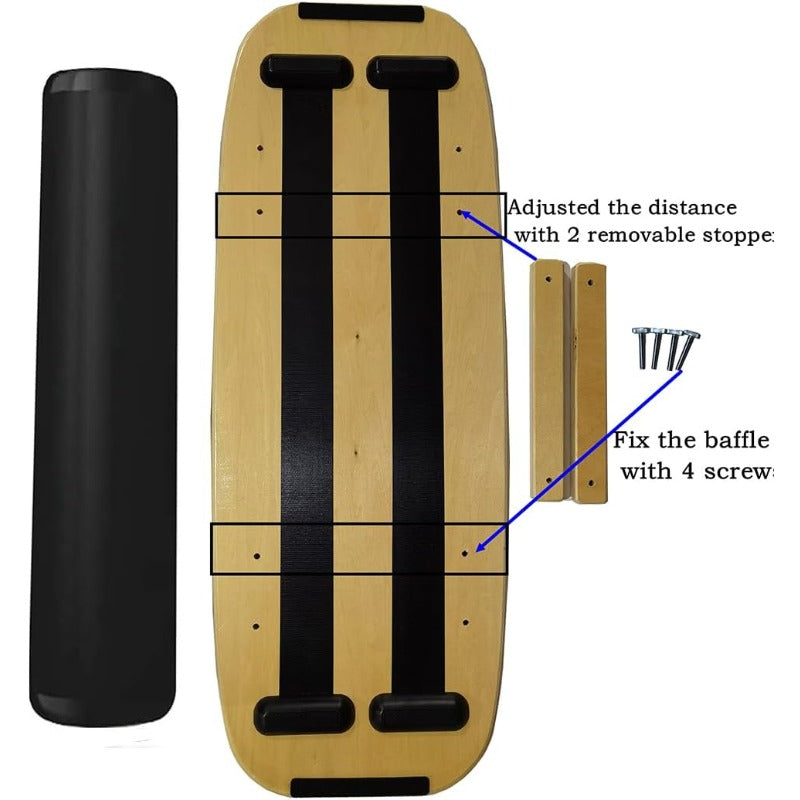 Balance Board Surf Trainer with Adjustable Stoppers 2 Different Distance Options Balance Board for Surfing Snowboarding Skiing Skateboarding 300lbs Capacity