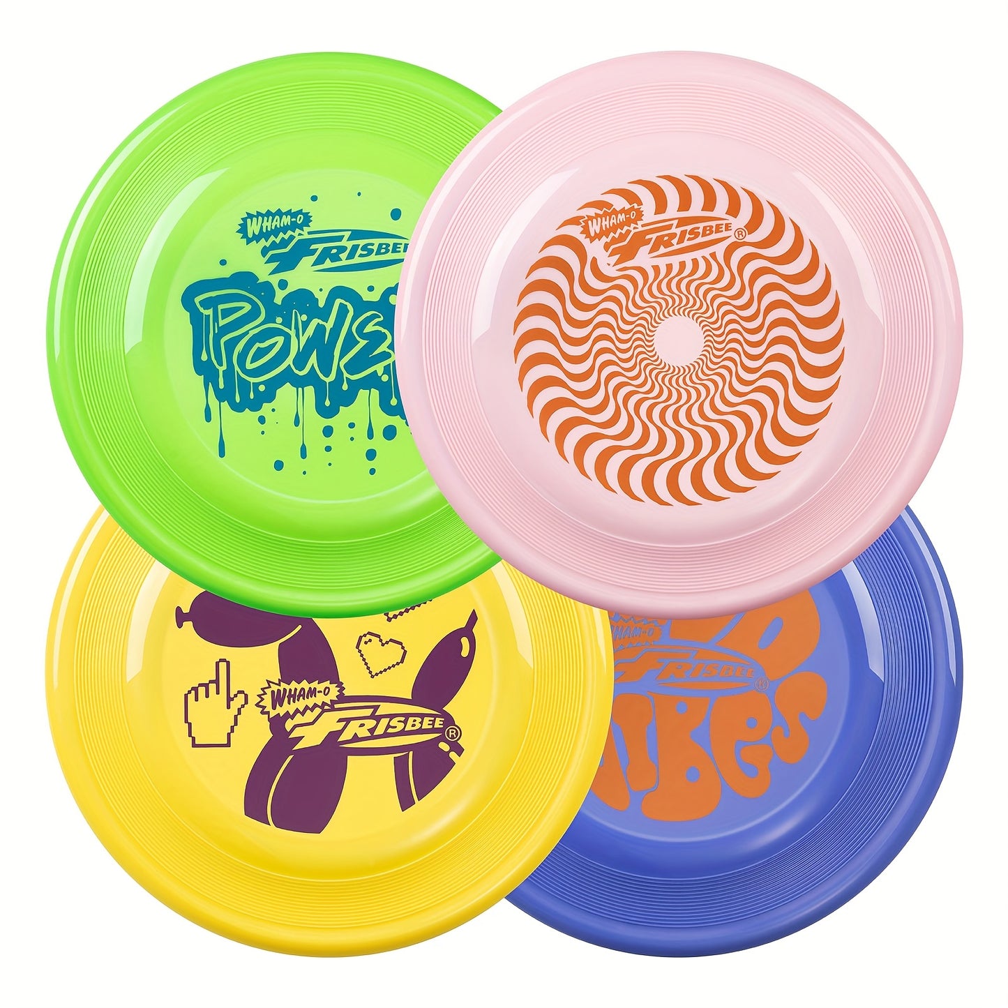 4-Pack Wham-O Fastback Dog Frisbees - Individually Wrapped PP Plastic Bite-Resistant Discs, Non-Toxic Durable flying disc & Pets, Easy-Grip Stepped Contour Flying Discs for Training, Catch, Fetch (All Dog Sizes, Beagles, Labs