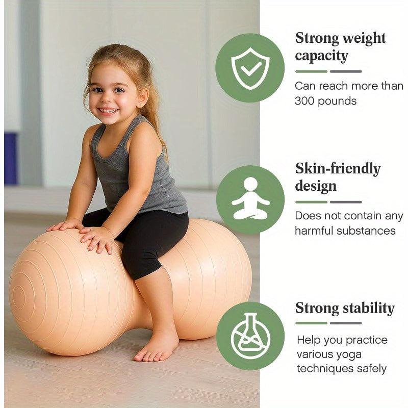 Jexine 3pcs AntiBurst Peanut Shape Ball Set Exercise Yoga Balance Stability Ball for Kid Relax Pregnancy and Home Gym Includes 1 Pump 3 Size Options