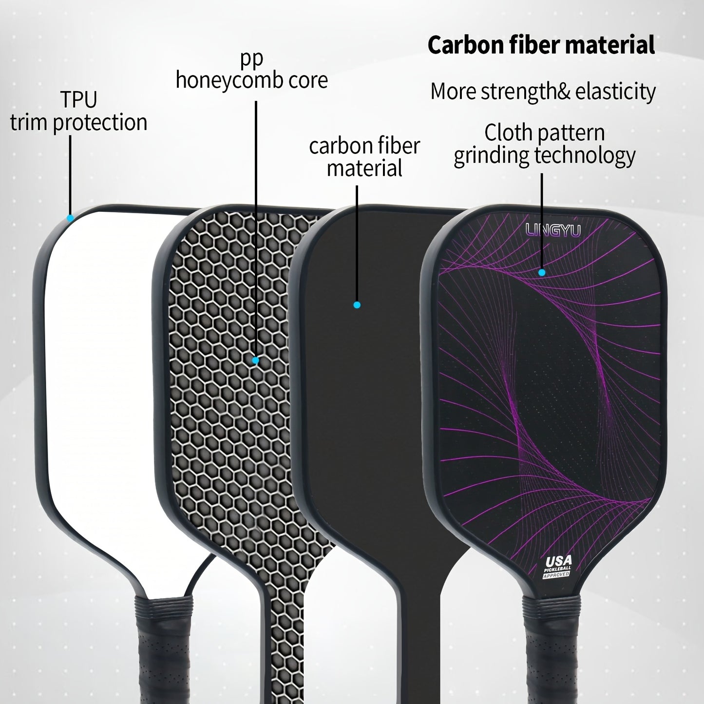 YALIAN Pickleball Paddles Set Of 2 - T700 Raw Carbon Fiber, Textured High-Grip Surface, Meets USAPA Design Standards, Includes 4 Pickleballs & Portable Zipper Bag, Perfect for All Skill Levels, Indoor\u002FOutdoor