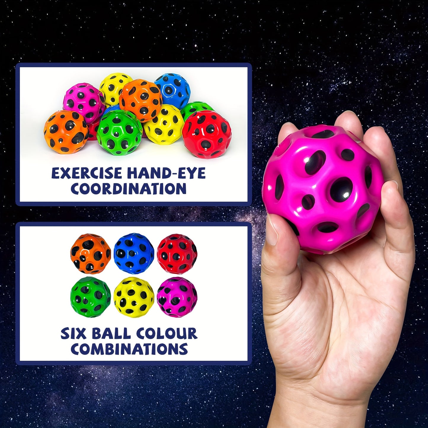 Space Ball 12 Pack - Super Bouncy Space Ball - Big Bouncy Balls for Athlete Training And Sensory Play - Extreme High Bouncing Ball