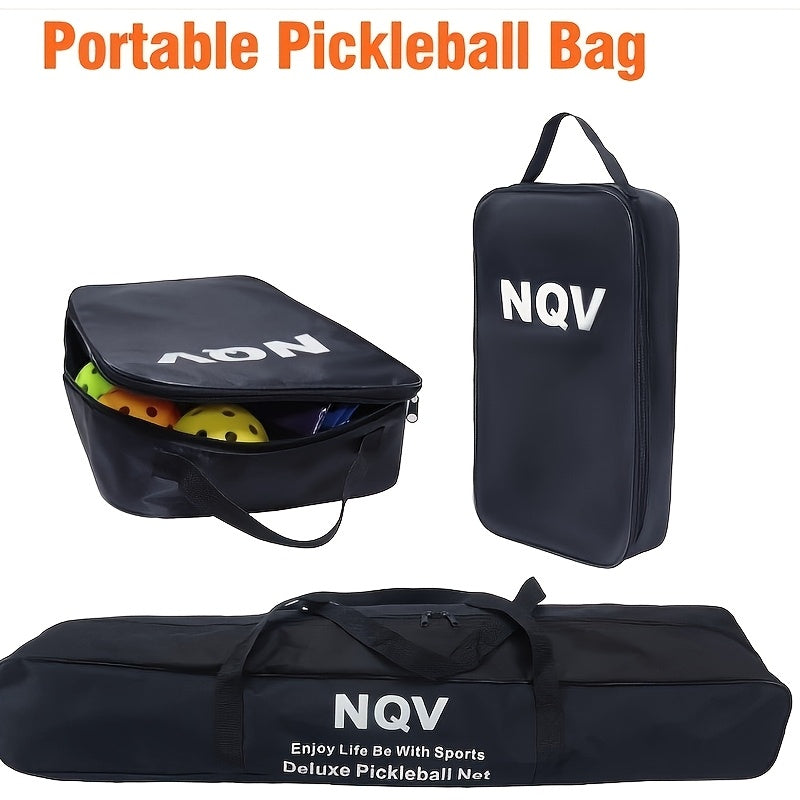 NQV Pickleball Set with Net, Pickleball Set, Regulation Size Pickleball Net Portable Outdoor Indoor Driveway, 4 USAPA Approved Graphite Pickleball Paddles+22ft Net+4 Pickleballs+2 Bags+2 Chalks