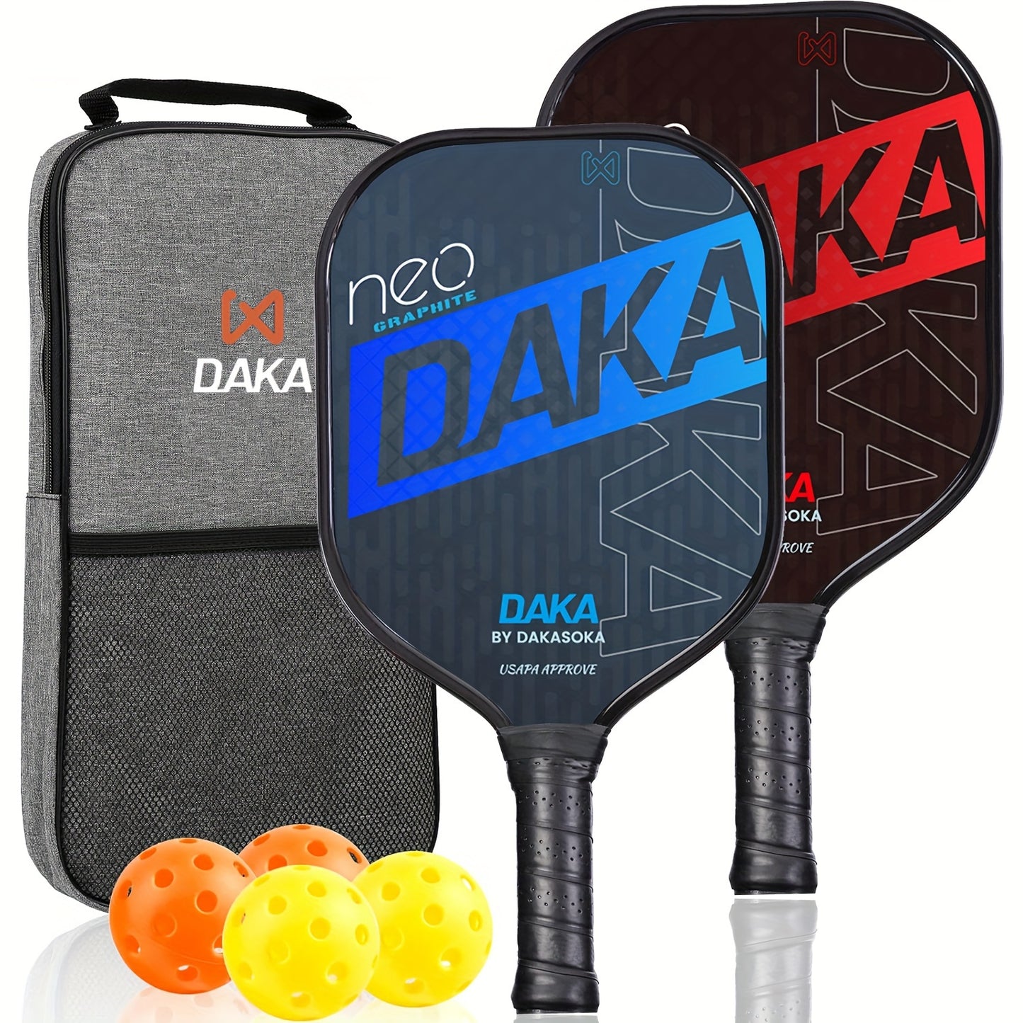 Pickleball Paddles Set Of 2 - Graphite Surface with High Grit & Spin, USAPA Approved Pickleball Set Pickle Ball Raquette Lightweight Polymer Honeycomb Non-Slip Grip 4 Outdoor Balls & Bag.