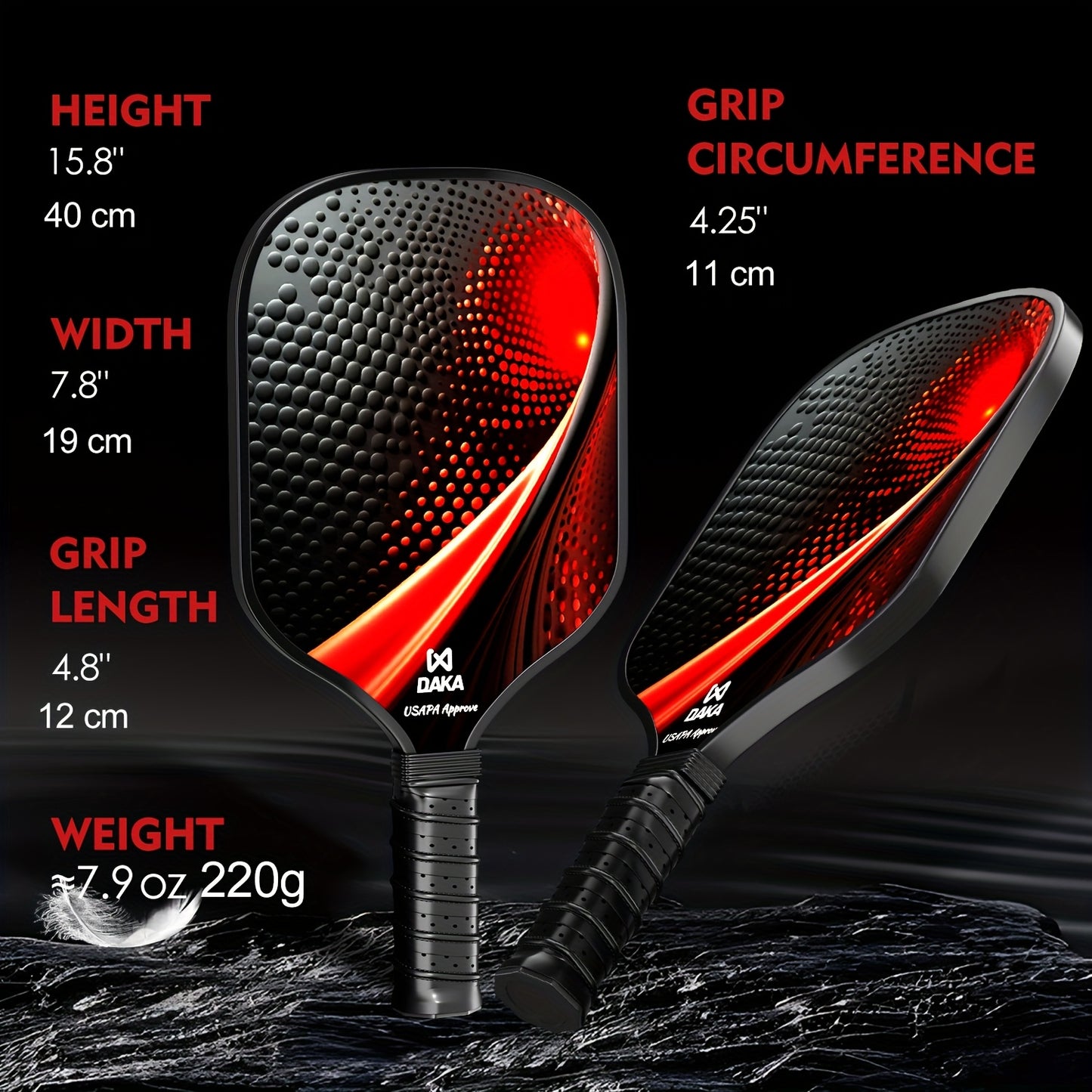 Pickleball Paddles Set Of 2 - Graphite Surface with High Grit & Spin, USAPA Approved Pickleball Set Pickle Ball Raquette Lightweight Polymer Honeycomb Non-Slip Grip 4 Outdoor Balls & Bag.