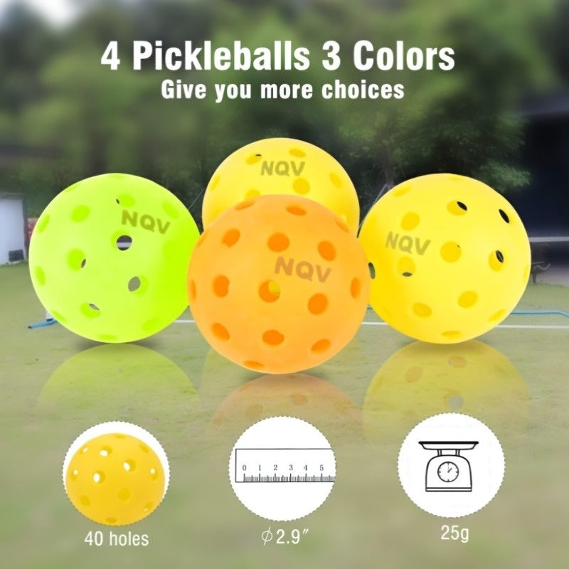 NQV Pickleball Set with Net, Pickleball Set, Regulation Size Pickleball Net Portable Outdoor Indoor Driveway, 4 USAPA Approved Graphite Pickleball Paddles+22ft Net+4 Pickleballs+2 Bags+2 Chalks