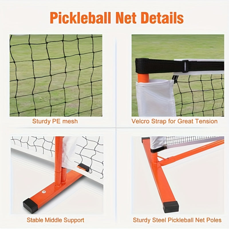 NQV Pickleball Set with Net, Pickleball Set, Regulation Size Pickleball Net Portable Outdoor Indoor Driveway, 4 USAPA Approved Graphite Pickleball Paddles+22ft Net+4 Pickleballs+2 Bags+2 Chalks