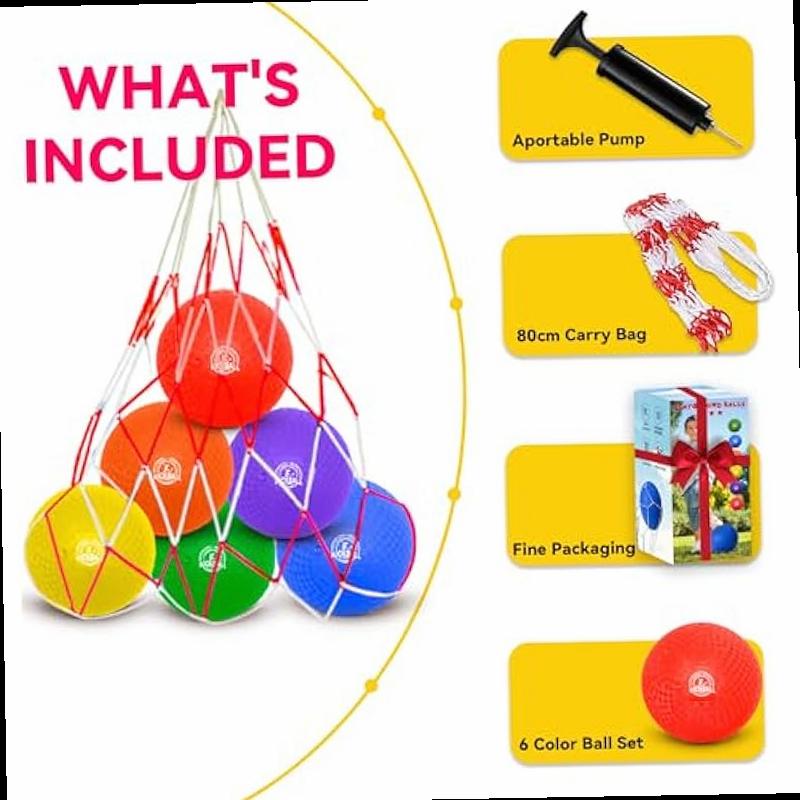 8 5 Inch Kickball Set Dodgeballs 6 Pack 12 Pack Playground Balls for Kids Adults Bouncy Balls Includes Pump and Storage Bag Handball for Outdoor Indoor Games Boys and Girls Gift with Gift Box
