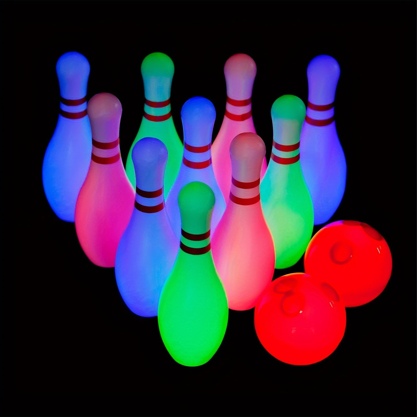 Light Up Kids Bowling Set Includes 10 Pins And 2 Balls, Bowling Pins Toy Set For Kids Toddler Indoor & Outdoor Games For Boys Girls 12Pcs, Height 7.87inch