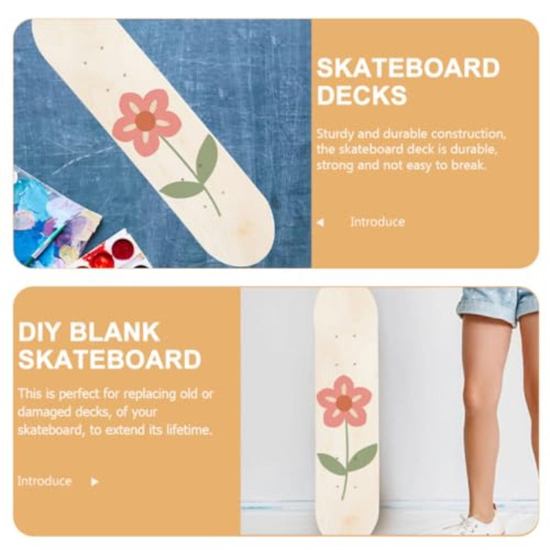 Totority DIY Blank Skateboard Deck - 7-Ply Maple Wood Unfinished Board with Pre-Punched Holes | & Graffiti | 16.92\